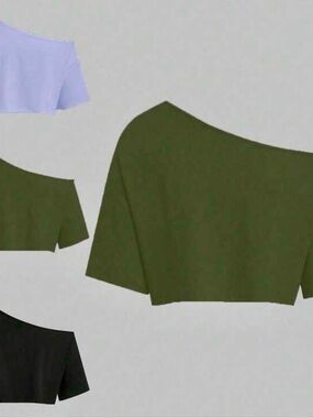 3 PACK! Off-Shoulder Crop Tops - Women